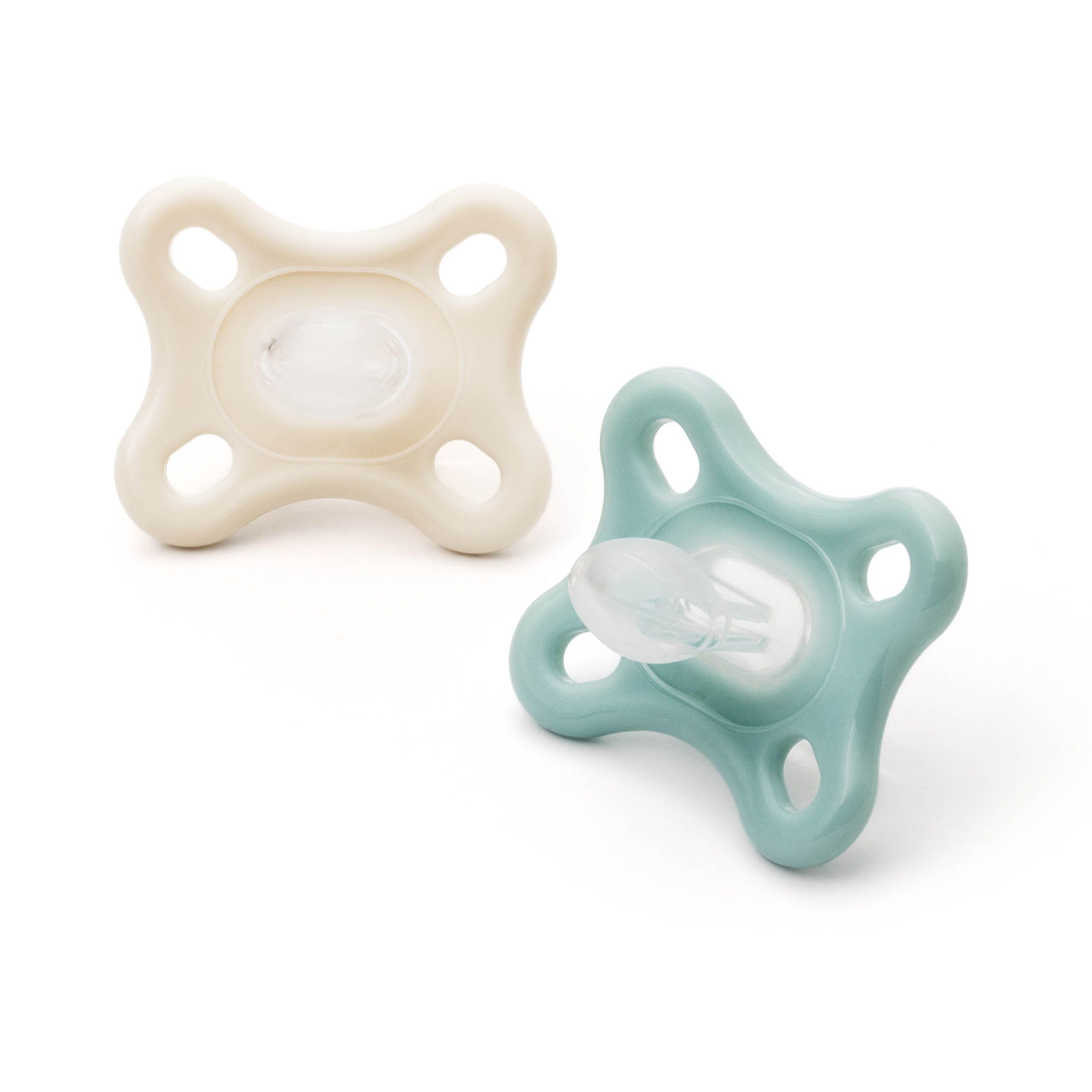 MAM Comfort Soothers | 0-3 Months | 2 Pack | Newborn Dummies | Comes in Dummy Steriliser Case | Sustainable Materials | Baby Accessories for Newborn | Green/Cream (Various Designs)
