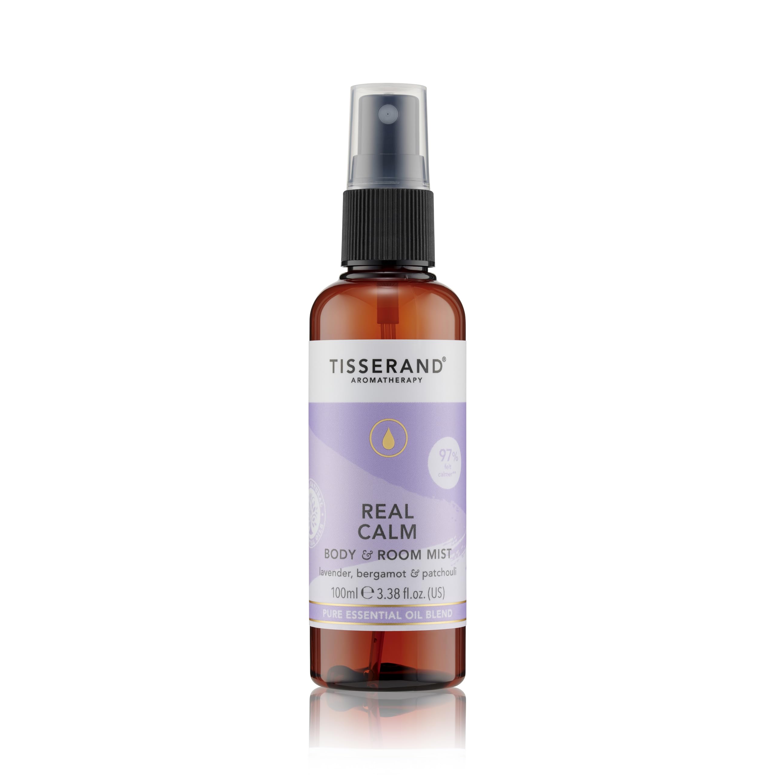 Tisserand - Real Calm Body & Room Mist - 100% Pure Essential Oil - Lavender, Bergamot, and Patchouli - Calming Aromatherapy - 100ml