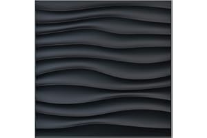 Art3d PVC Wave Panels for Interior Wall Decor, Black Textured 3D Wall Tiles, 19.7" x 19.7" (12 Pack)