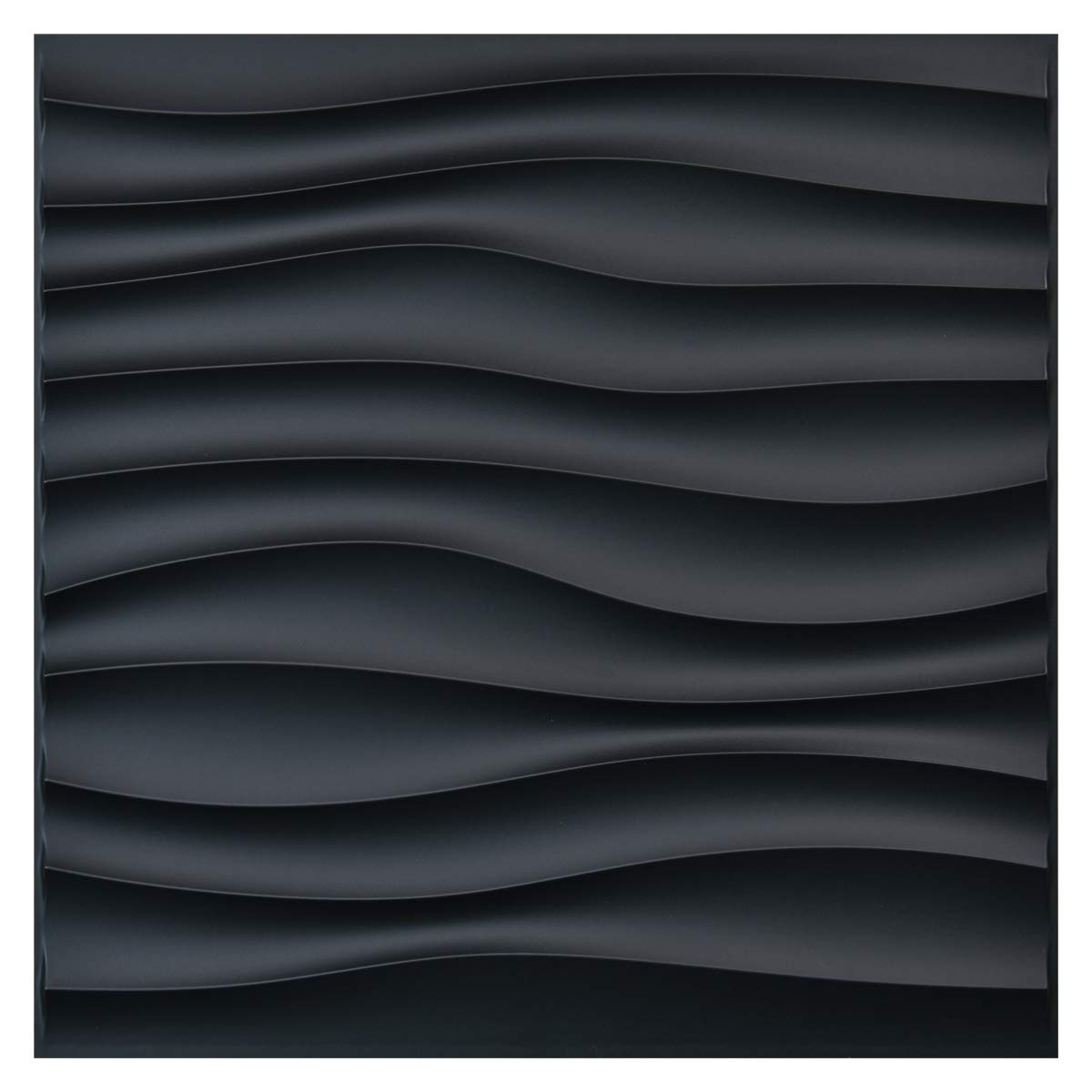 Art3d PVC Wave Panels for Interior Wall Decor, Black Textured 3D Wall Tiles, 19.7" x 19.7" (12 Pack)