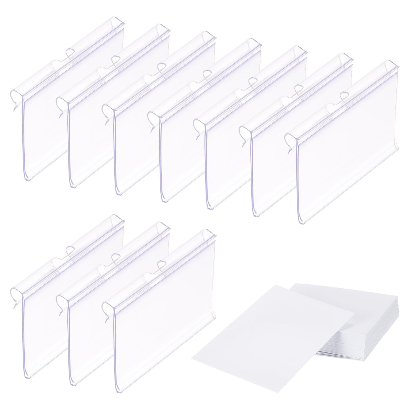 PATIKIL 50 Pcs Wire Shelf Label Holder, Plastic Storage Bins Clip Merchandise Sign Display Holder Label Holders for Market, Retail Shop, and Pantry(1.65x2.17 inch)