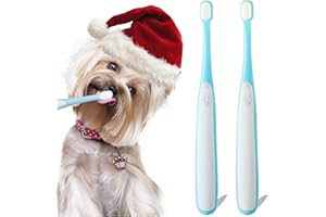 MoonyMars Small Dog Toothbrush, Cat & Puppy Tooth Brushing Kit, Ultra Soft & Mini Head Teeth Brush for Kitten & Tiny Pet, Doggy Toothbrushes Deep Dental Cleaning, 2 PCS - Blue