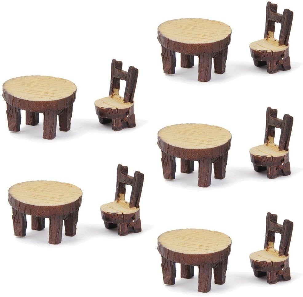 KRIS CARPENTER Mini Fairy Resin Table Chair Set for Garden Micro landscape Ornament
