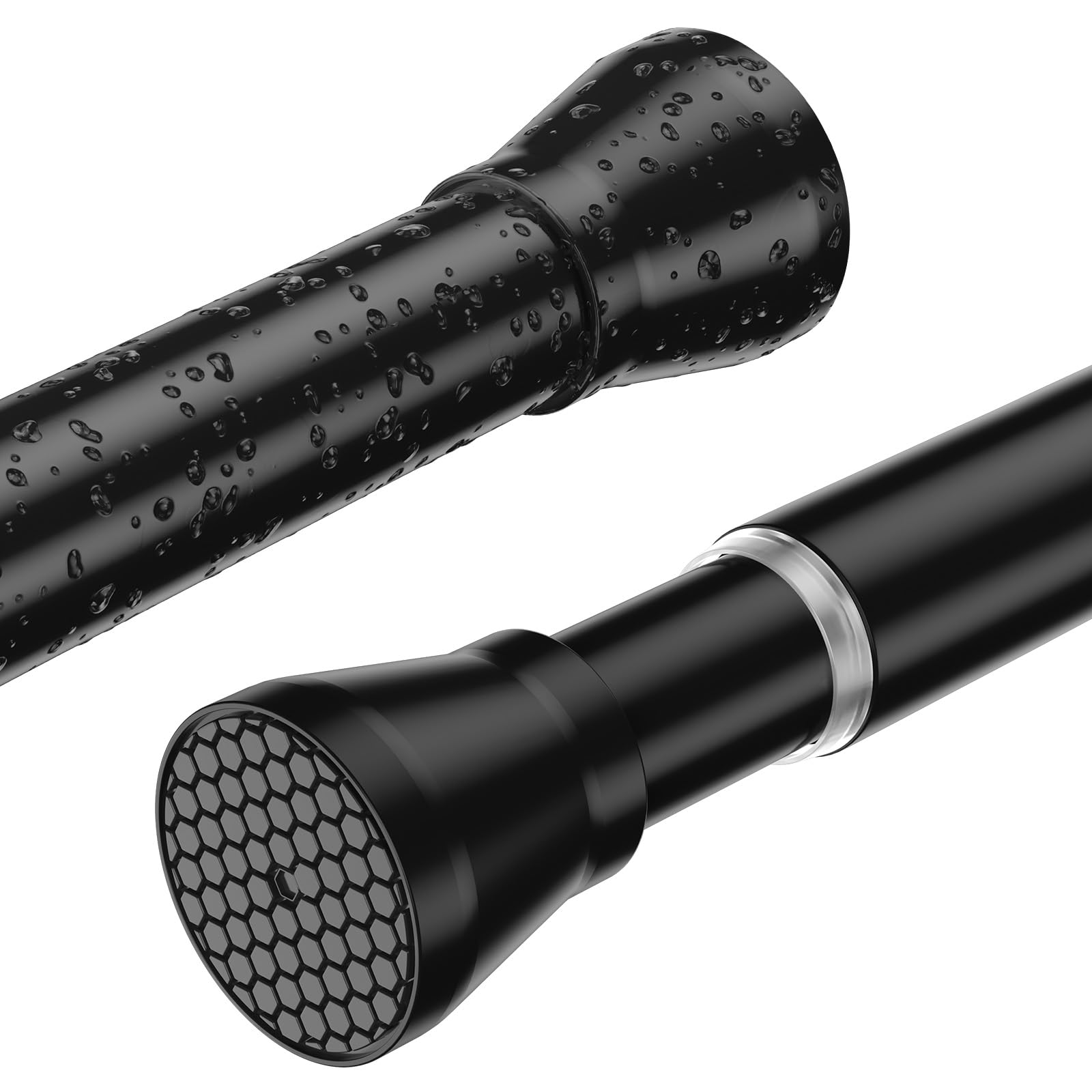 Shower Curtain Rail Extendable Curtain Poles 75-160cm Black Tension Rods for Curtains Extendable Shower Curtain Rod Telescopic Curtain Pole Spring Rod No Drill for Windows,Bathroom,Closet