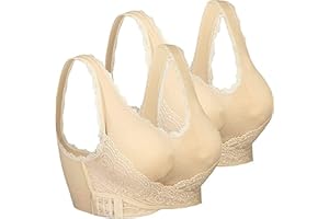 LMSXCT 2 Pcs Plus Size Wrap Bra for Women Full Coverage Cross Front Side Buckle Lace Bra Push Up Wirefree Yoga Sport Bras