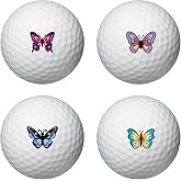 PLIGREAT 2 Sheets Colorful Butterfly Golf Ball Markers 32 Pcs Golf Ball Marking Stickers for Identify Golf Balls Golf Ball Customise Markers Golfer Gift Golfing Accessories