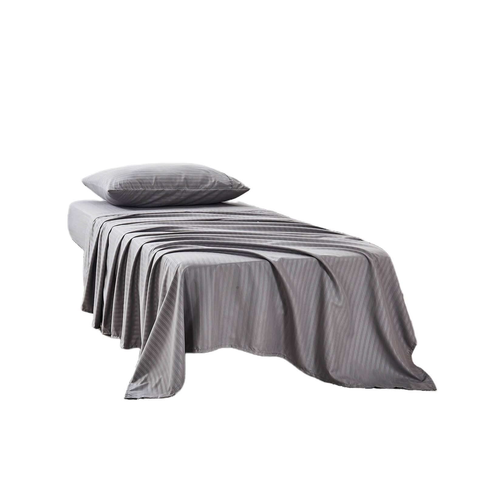 Photo 1 of Kingnex Striped 30x75 Cot Size RV Bunk Sheets Set for Narrow Twin Bed Soft Brushed 1800 Microfiber 3 Piece Bedding Set Includes 1 Fitted Sheet 1 Flat Sheet 1 Pillowcase Grey
