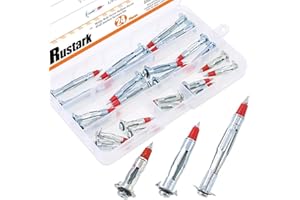 Rustark 24Pcs 35/46/59mm Heavy Duty Zinc Plated Steel Long Molly Bolt Drive Fasteners Hollow Wall Drive Anchor Screws Assortment Kit for Drywalls Hanging Walls Paneling or Ceilings