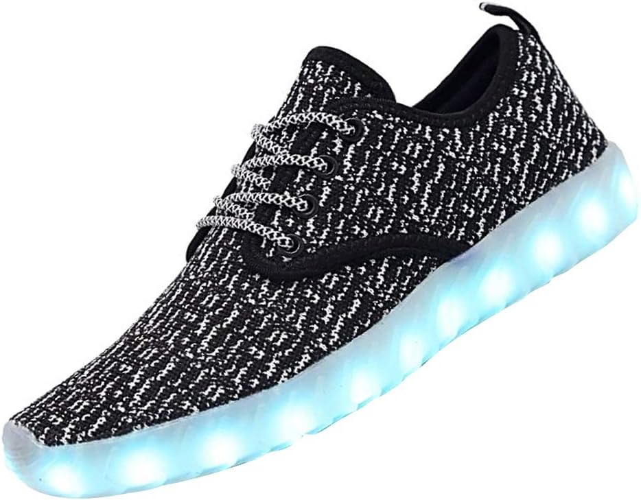 KEALUX 7 Color USB Charge Flashing LED Boys Girls Kids Breathe Noctilucent Sport Shoes Low Top Lace Up Fabric Sneakers With Remote Control