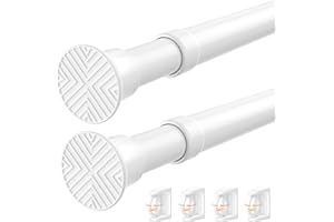 SISELBA 2 Pack Tension Curtain Rods 24 to 46 Inches, Black Tension Rods Adjustable Small Tension Rods Spring Tension Curtain Rods for Windows