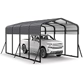 Jocoevol 12x20FT Metal Carport, Heavy Duty Car Garage for Car, Boats Truck | Reinforced Support Rods and Windproof Ground Anchors, All-Weather Multi-Use Outdoor Shelter Outdoor Storage Canopy