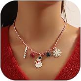 KummerSaprk Christmas Necklace for Women Snowflake Jingle Bell Charm Necklace Christmas Gifts Holiday Pendant Jewelry for Women