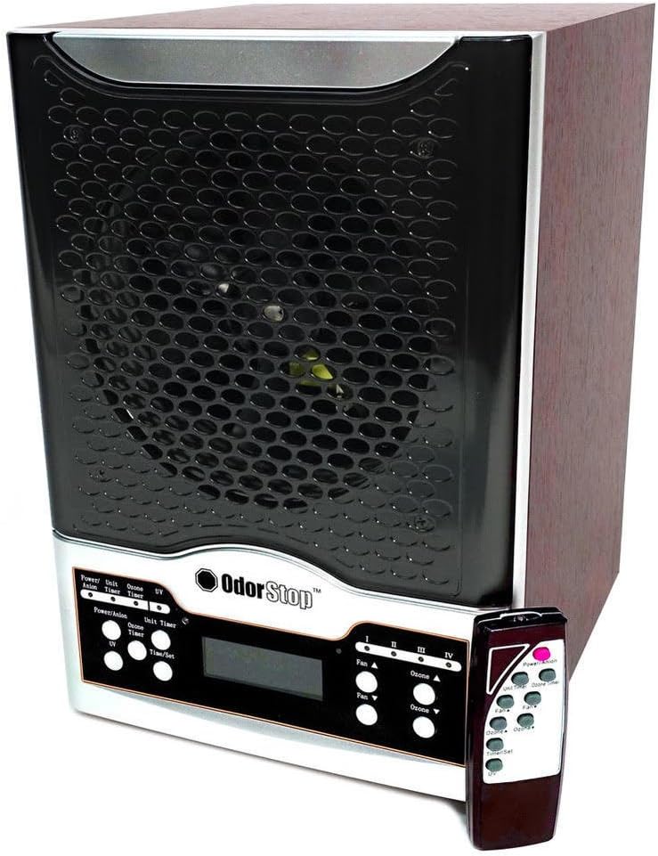 OdorStop OSAP7B - 7 in 1 Air Purifier with True HEPA Filter, UV, Active Carbon, Ionizer, TiO2, 3 Ozone Plates and Remote Control