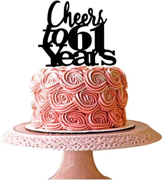 Amazon Com Cheers To 61 Years Cake Topper For 61st Birthday