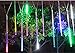 Alkbo Changeable Color Meteor Shower Rain Lights Waterproof String for Wedding Party Christmas Xmas Decoration Tree Party Garden Xmas String Light Outdoor 8 Tube