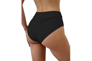 WODECASA Women’s High Waisted Bikini Bottoms Ruched Scrunch Butt Swim Briefs Tummy Control High Cut Bathing Suit Bottom 2026