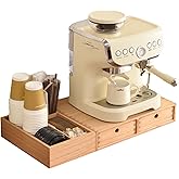 KIRIGEN Wood Coffee Station Organizer Coffee Bar Accessories Storage Tea Condiment Storage Holder with Drawers Natural (KFJTZ