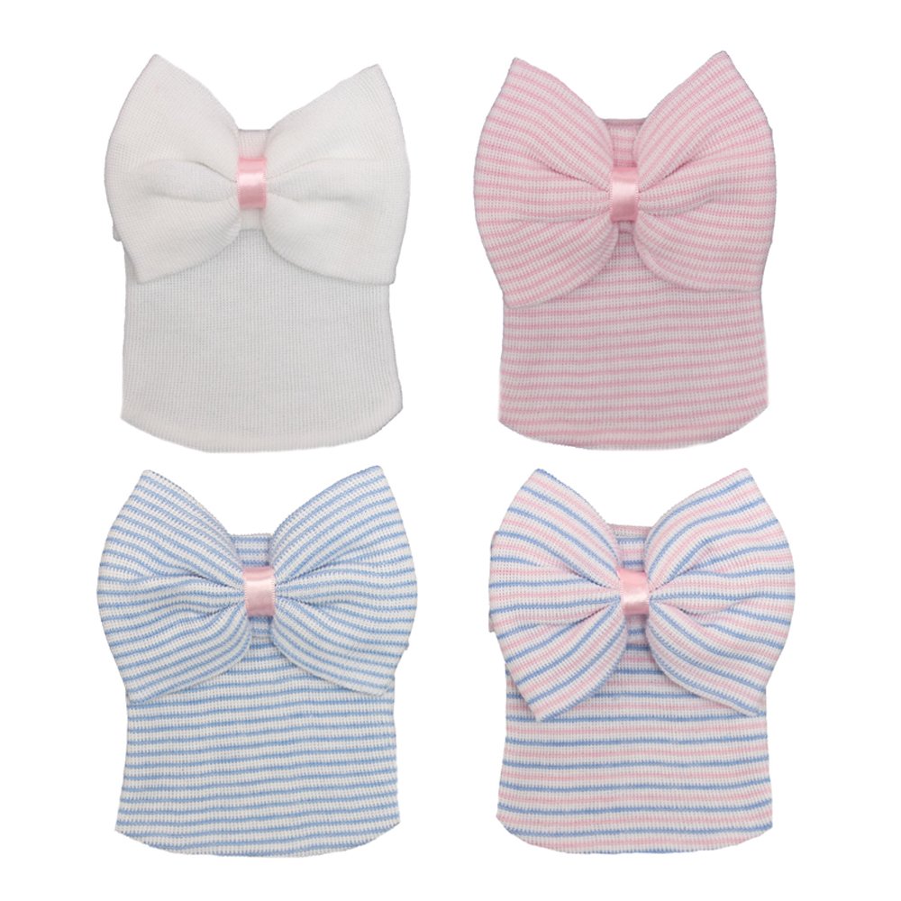 DRESHOW Newborn Hospital Hat Infant Baby Hat Cap with Big Bow Soft Cute Knot Nursery Beanie