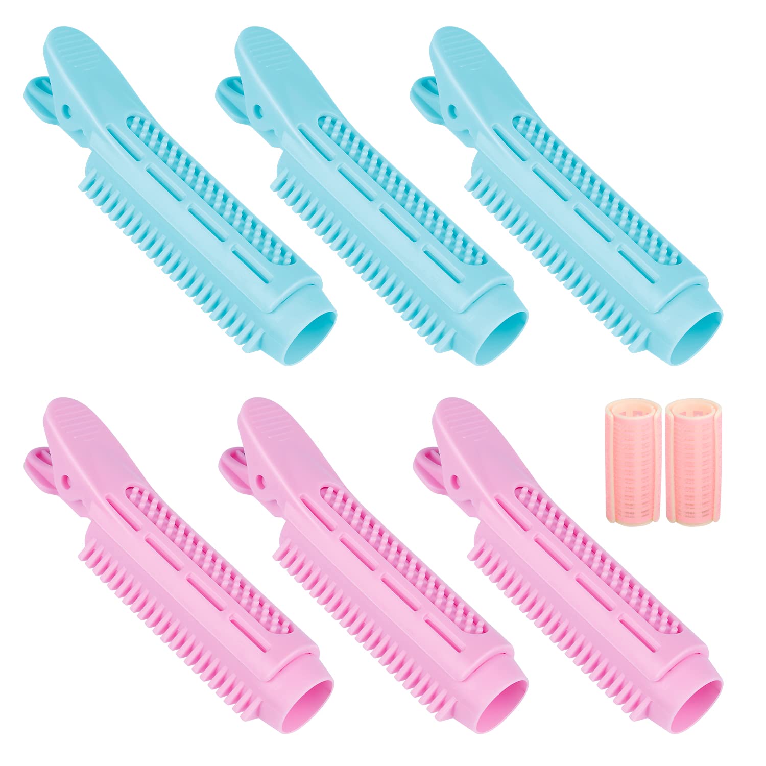 Photo 1 of 6pcs Volumizing Hair Clips, Magicalmai Instant Hair Volume Clips, Natural Fluffy Volumizer Root Lifting Clip for Women Girls, No Crease Hair Root Volume Clips- Pink & Blue
