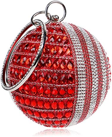 LoriLi Women's Spherical Bling Handle Bag Clutch(Red)