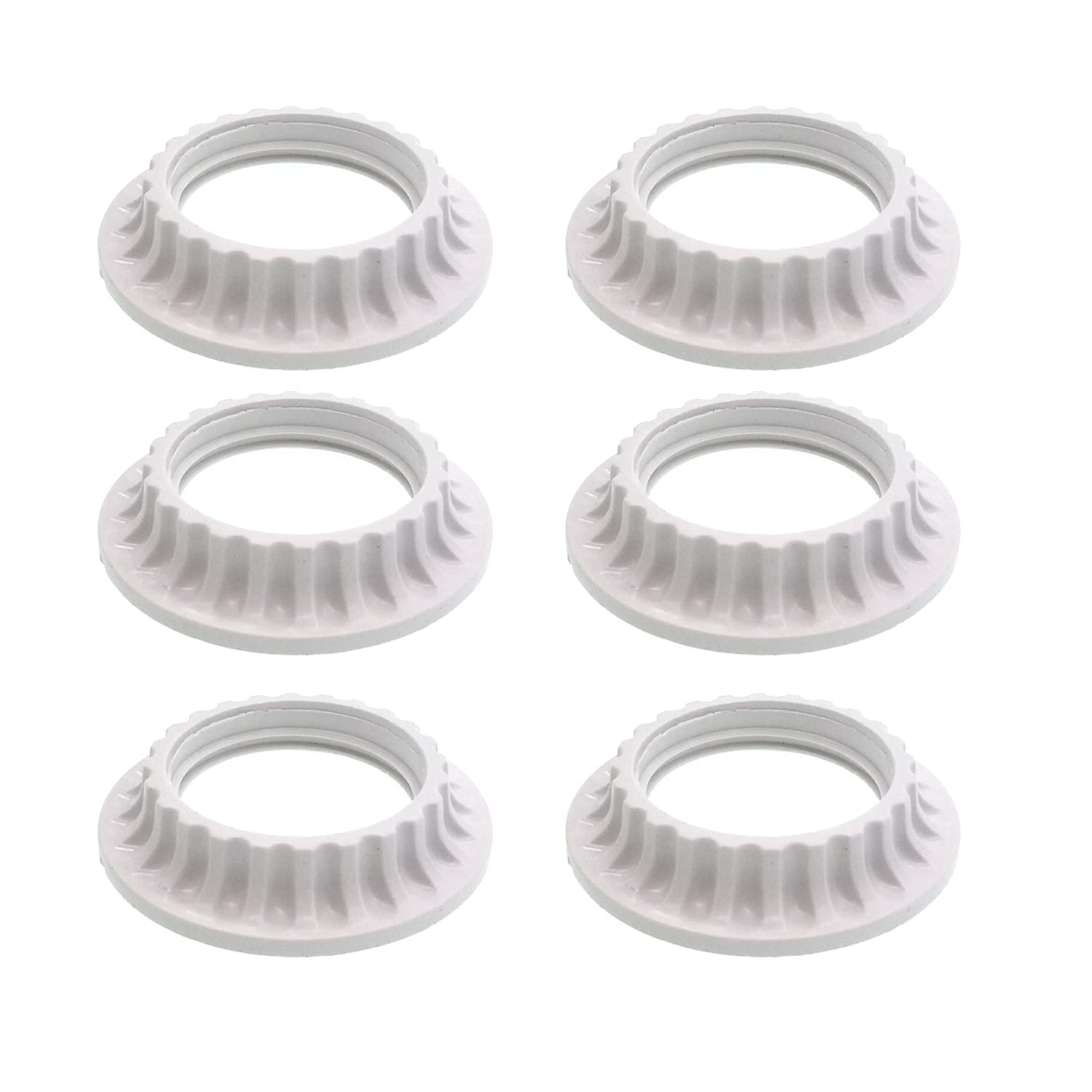 E26 E27 Lampshade Collar Ring,6 pcs of E27 Plastic Lamp Shade Reducer Ring Lamp Retaining Rings for Bedside Lamp Desk Floor Lamps Plate Light Lampshade Washer Adaptor (White, Inner 34mm)