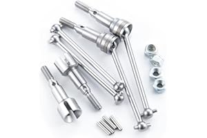 MORLORDY 4Pcs RC Front & Rear CVD Driveshaft 1 Set Metal Drive Shafts for 1/16 HBX 16889A, I-mex Katana, I-mex Shogun, Red-cat Volcano16 Upgrade Parts