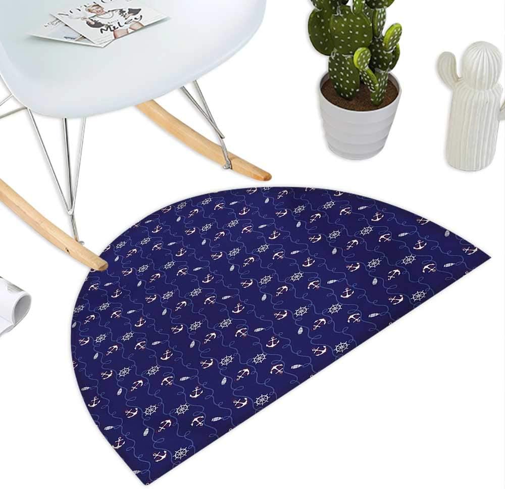 Anchor - Felpudo semicírculo, composición náutica con timón y Cuerdas