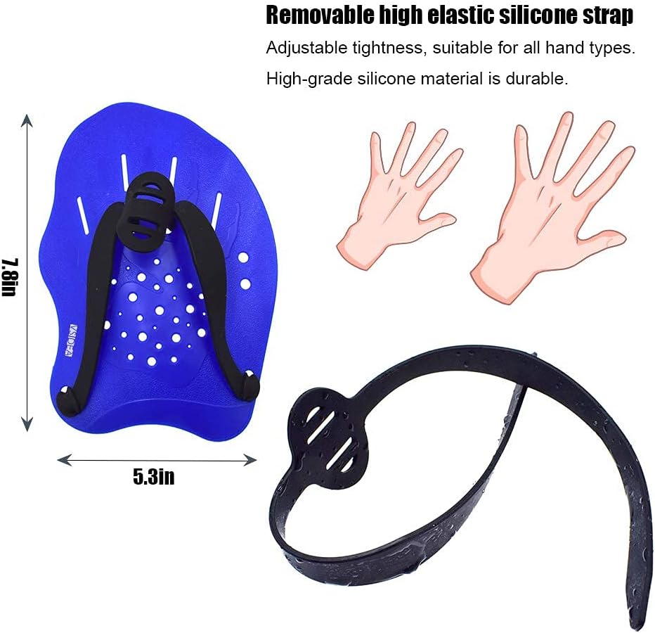 Vsidea Swim Hand Paddles, Swimming Trainning Paddles with Adjustable Straps, Swim Paddles for Men Women Child (Blue) : Sports & Outdoors