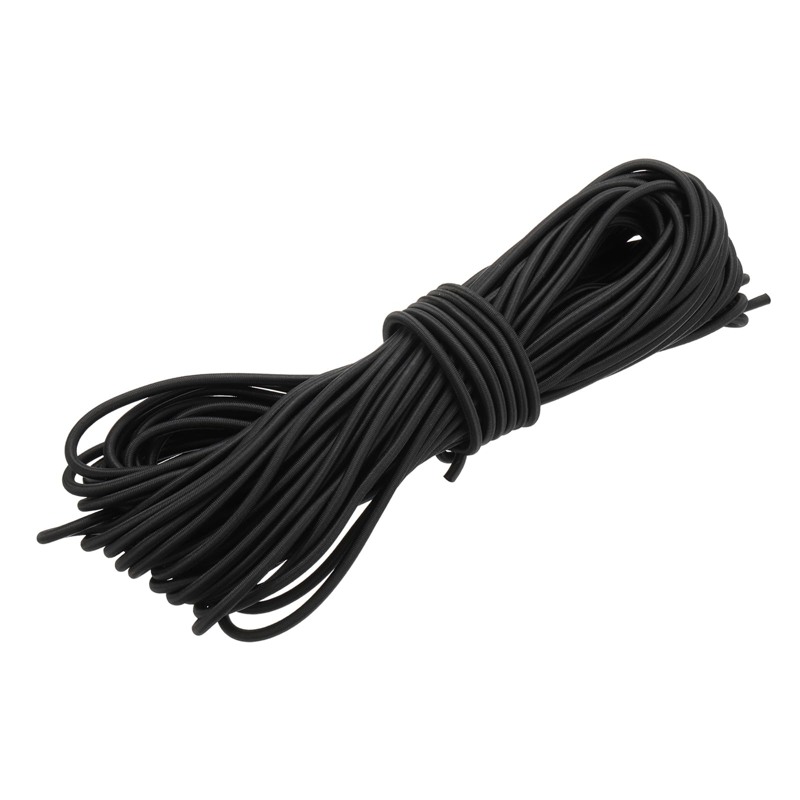 PATIKIL 1/4" x 98' Bungee Shock Cord, 6mm Thick Kayak Stretch String Rope Heavy Elastic Rope Marine Tie-Down Strap for Kayaking Boating Camping, Black