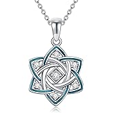 LWXIE 925 Sterling Silver Diamond Celtic Knot Necklace Good Luck Irish Jewelry,Silver Celtic Knot Necklace for Women