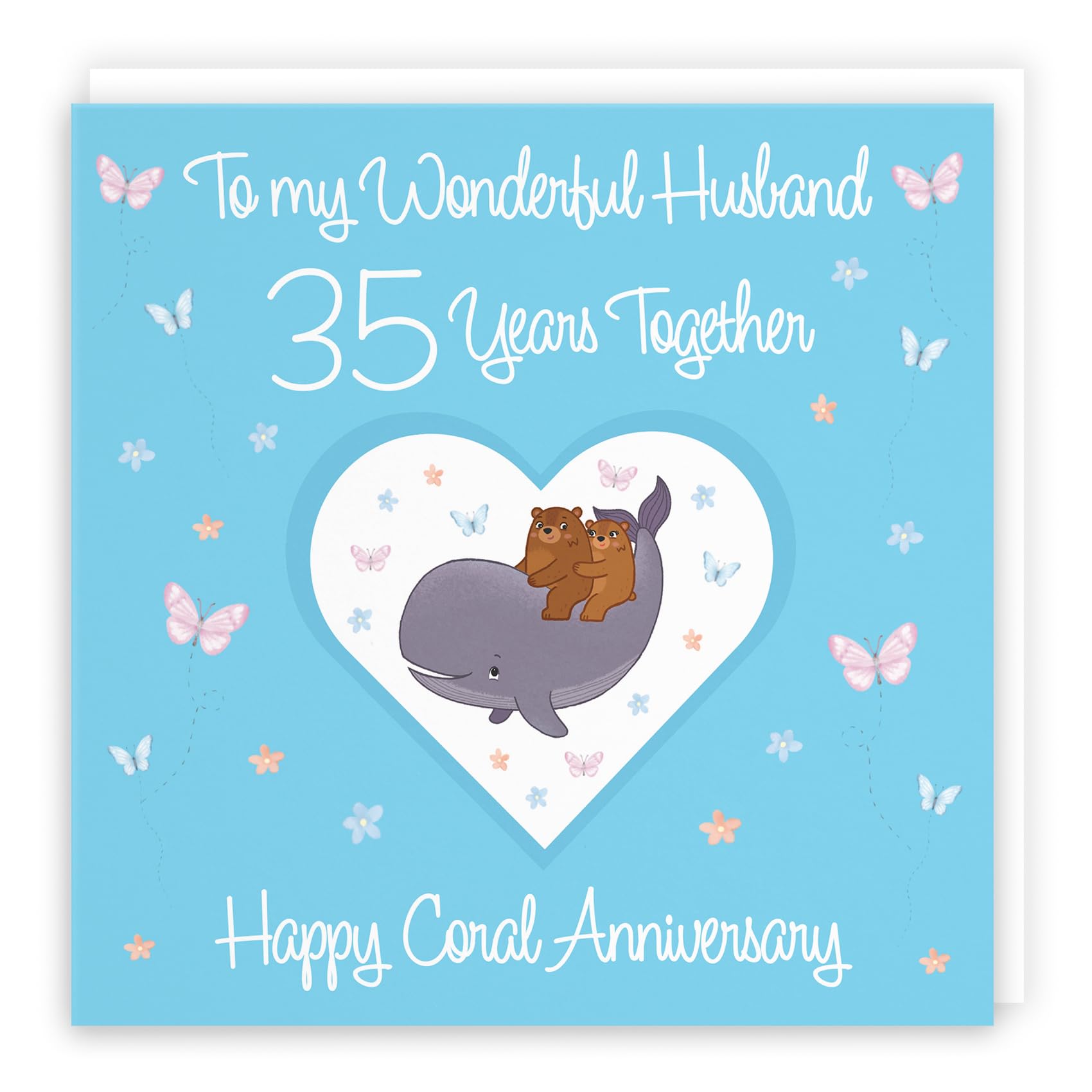 Hunts England - Husband 35th Anniversary Card - 35 Years - Coral Anniversary - Romantic Meadows - Fun Card - 35th Anniversary Card For Husband — image 1