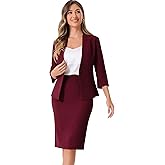 Allegra K Business Skirt Suit Set for Women's 2 Piece Office Work Outfit Collarless Blazer Pencil Skirt