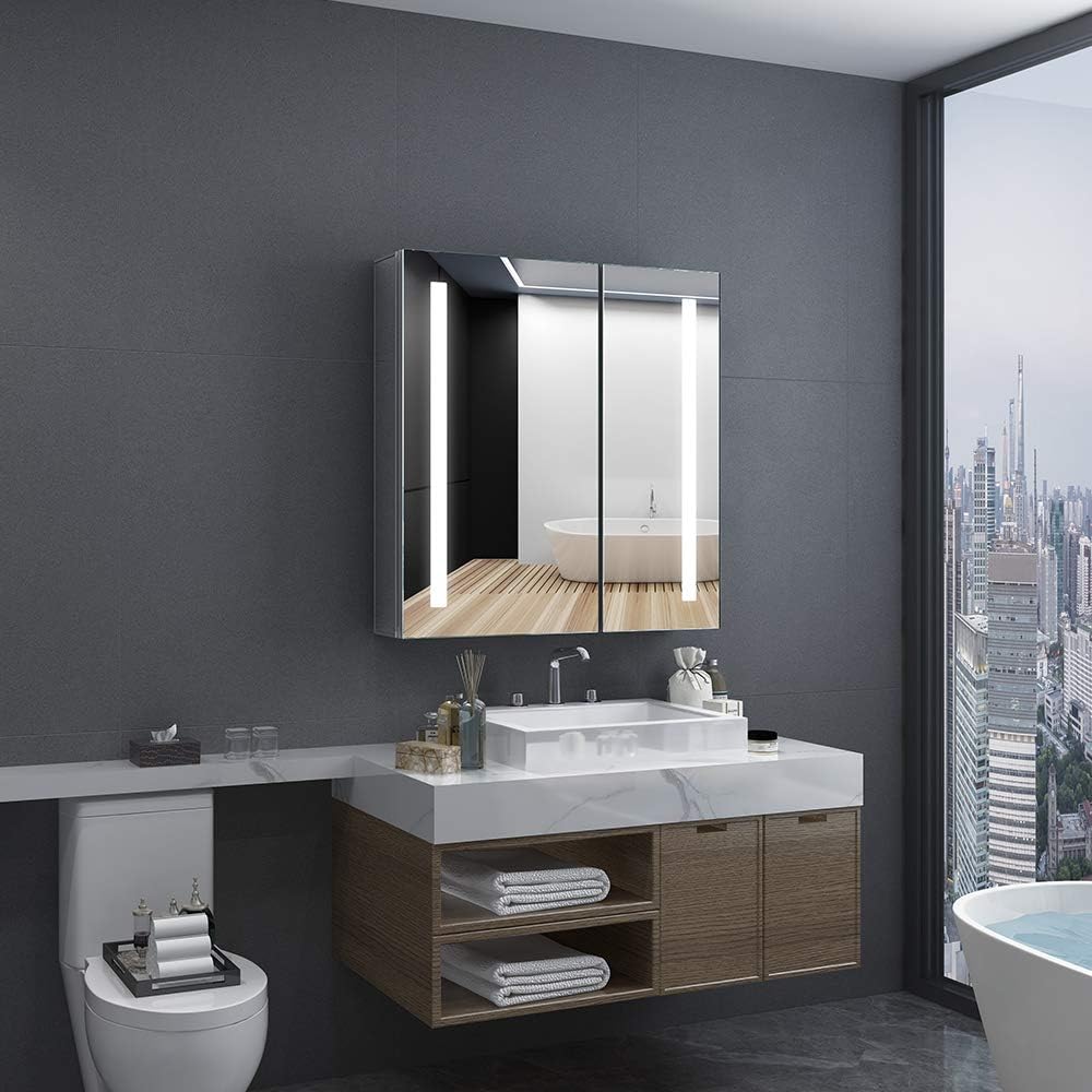 Tokvon® Penumbra Smart Bathroom Mirror Cabinet with Demister, LED Light, Shaver Socket & USB Port - Image 3