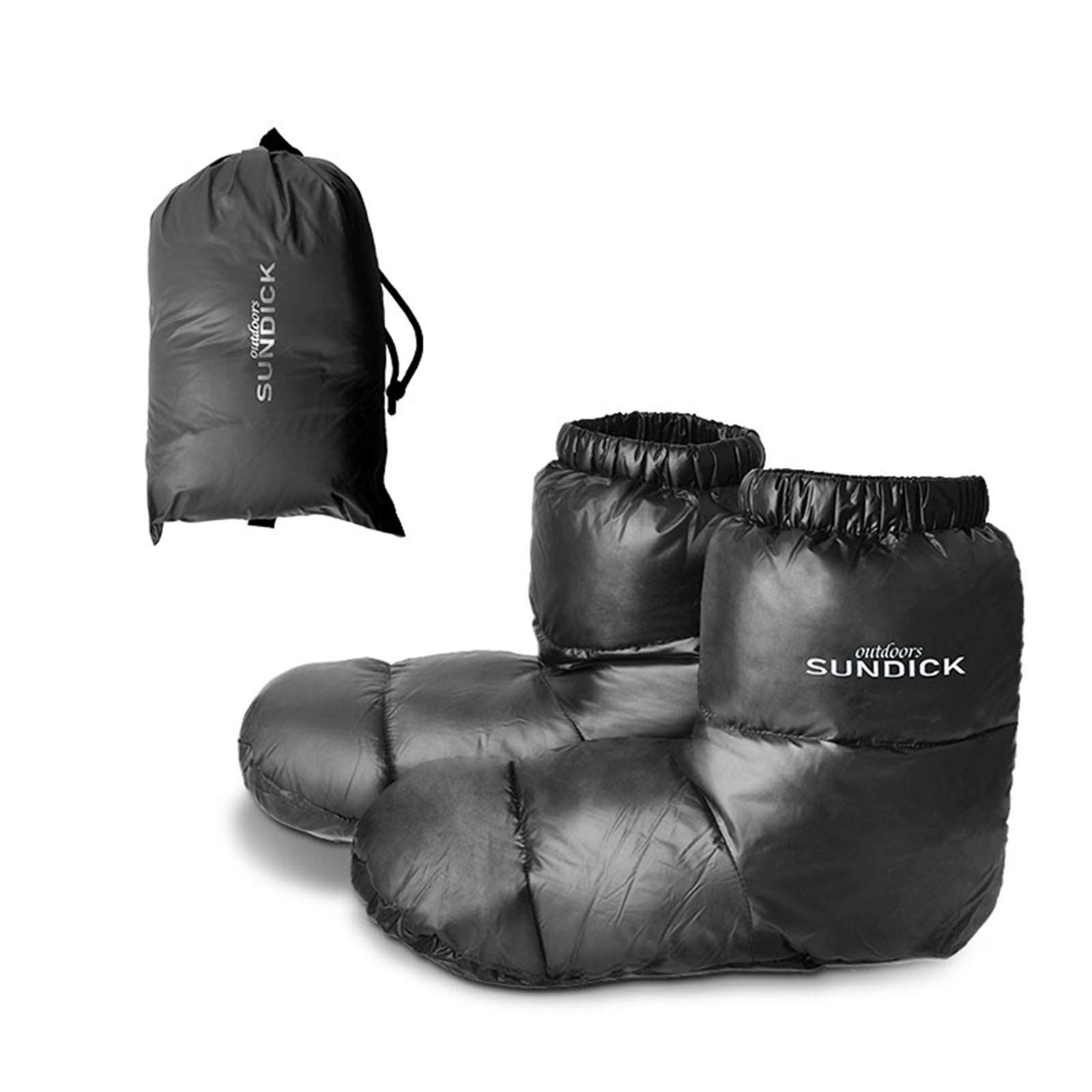 doorslay Down Booties Warm Socks for Men Women, Ultralight Sleeping Sock for Winter Camping, Backpacking, Soft & Cozy Camp Tent Bag Down Slippers Foot Warmer, Black, L