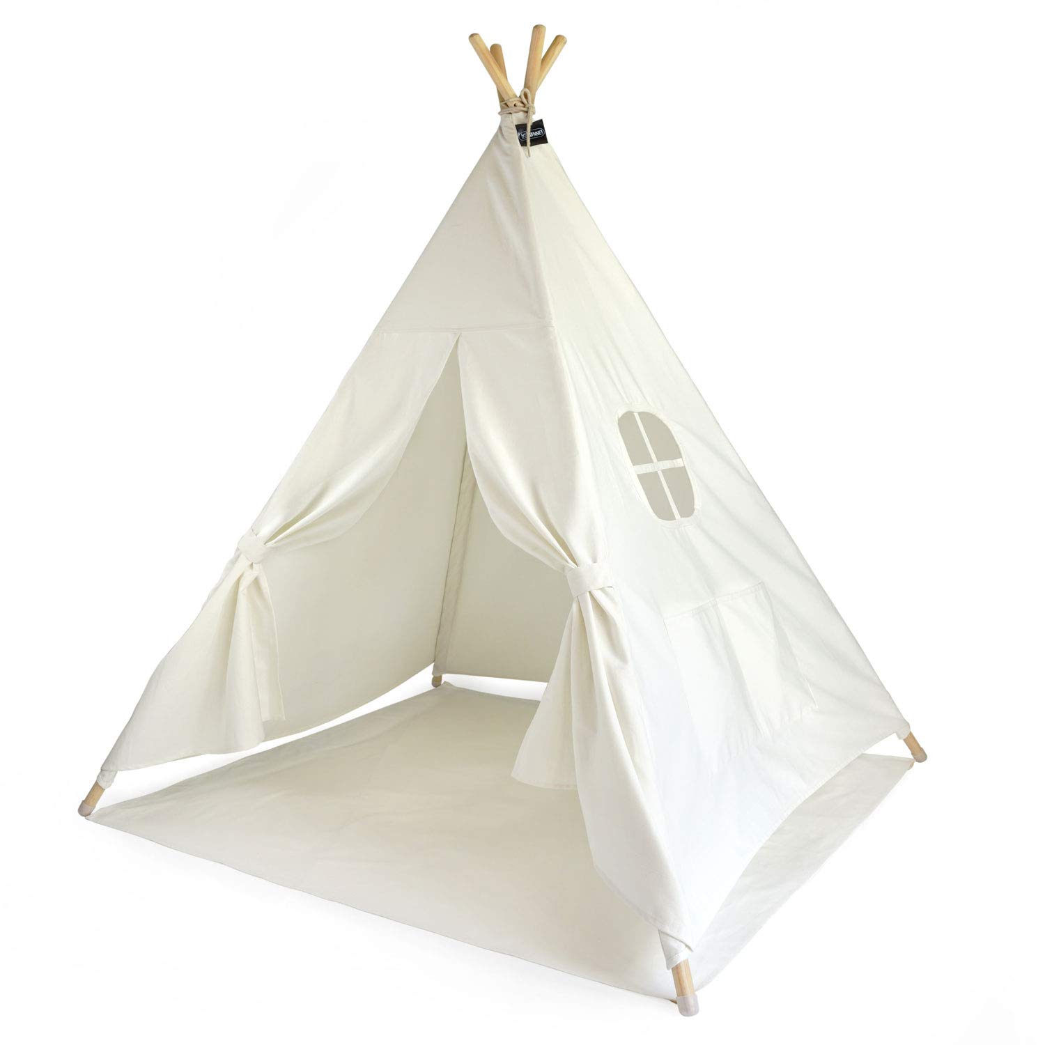 Hej Lønne Teepee Tent for Children with Floor Mat 120 x 120 x 150 cm - Children's Tent for Indoor Use - Play Tent Children's Teepee with Floor Cover and Window - Includes Bag and Instructions (