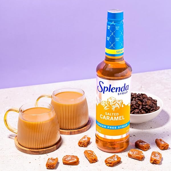 SPLENDA COFFEE SYRUP, SALTED CARAMEL, SUGAR FREE, FLAVORED LIQUID SYRUPS FOR DRINKS, 750 ML BOTTLE