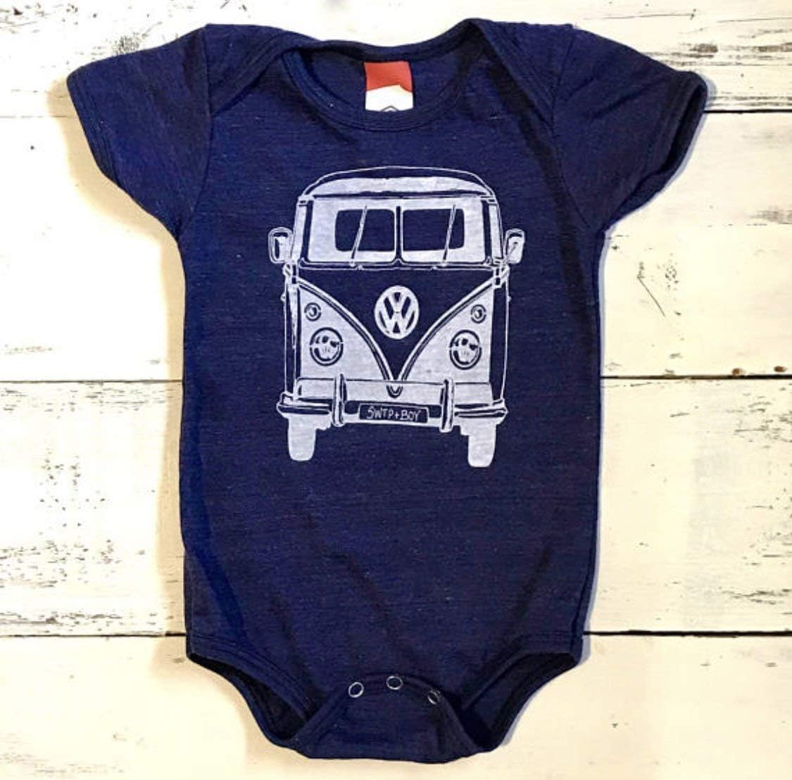 Vintage Love Bus baby onesie. Vintage Van baby one piece. Hippie Bus baby body suit.