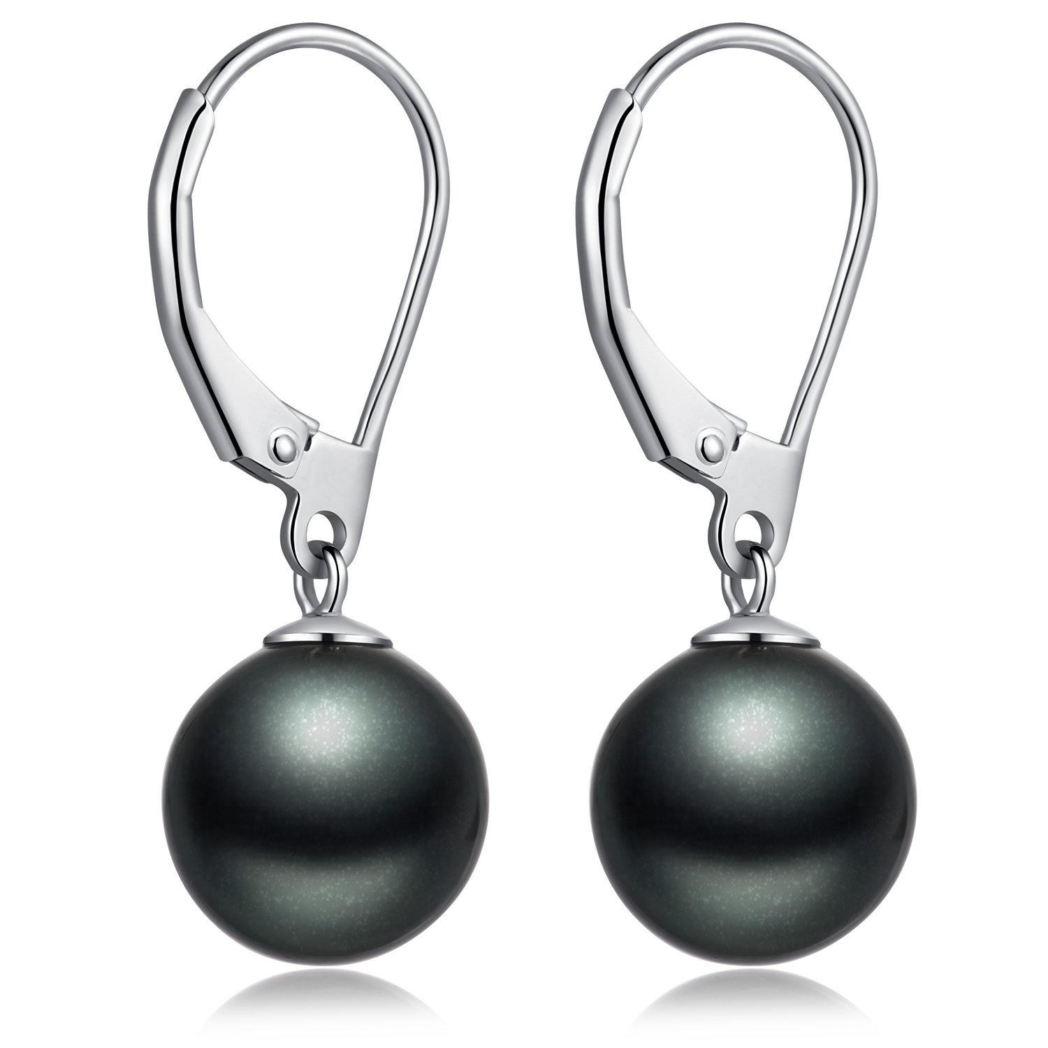 Black Pearl Earrings for Women Pearl Drop Earrings Leverback Jewelry
