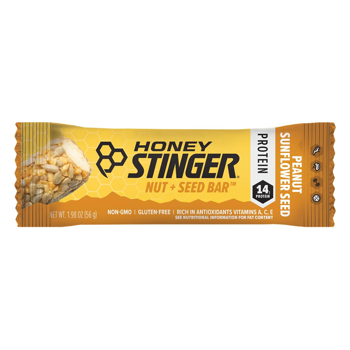 Honey Stinger Nut + Seed Bar, Peanut Sunflower Seed, Protein Packed Food for Exercise, Endurance, Performance and Recovery, Sports Nutrition Snack Bar for Home & Gym, Post Workout, Box of 12