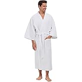 MONARCH Unisex Diamond Waffle Spa Kimono Robe – Soft Lightweight Fabric, Generously Sized Hotel & Spa Robe with Pockets