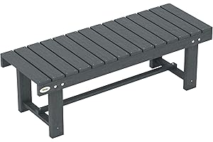 Outsunny 43" Wood Outdoor Bench, 2 Person Patio Bench, Backless Outdoor Patio Loveseat with Slatted Seat for Park, Backyard, 