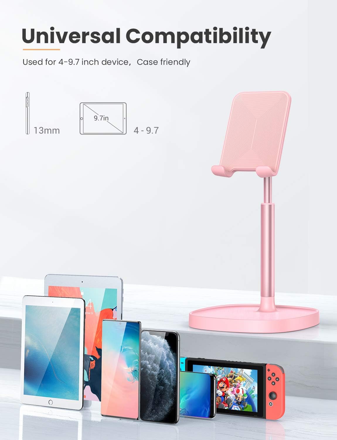 Cell Phone Stand, Angle Height Adjustable LISEN Phone Stand For Desk, Thick Case Friendly Phone Holder Stand For Desk, Compatible with All Mobile Phones,iPhone,Switch,iPad,Tablet(4-10in): Electronics