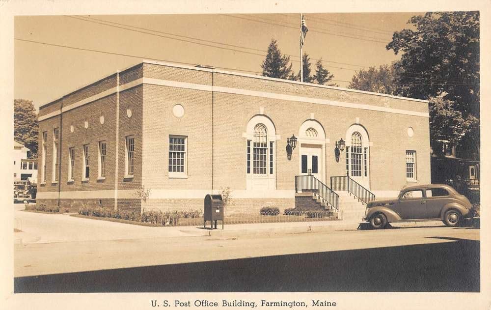 Farmington Maine Post Office Real Photo Antique Postcard K53129 at