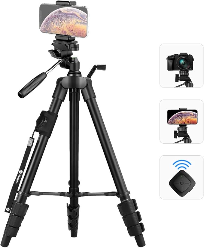 Travel Tripod Set for iPhone Samsung Huawei, Fotopro 48" Portable Tripods for Camera