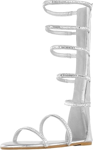 silver flat sandals size 11