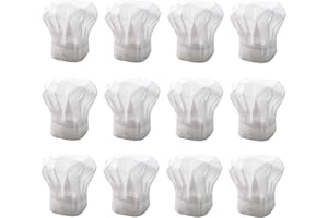 LEFV Disposable Chef's Hat White Paper Cooking Kitchen Hats 11.5 Inch Tall, Pack of 12