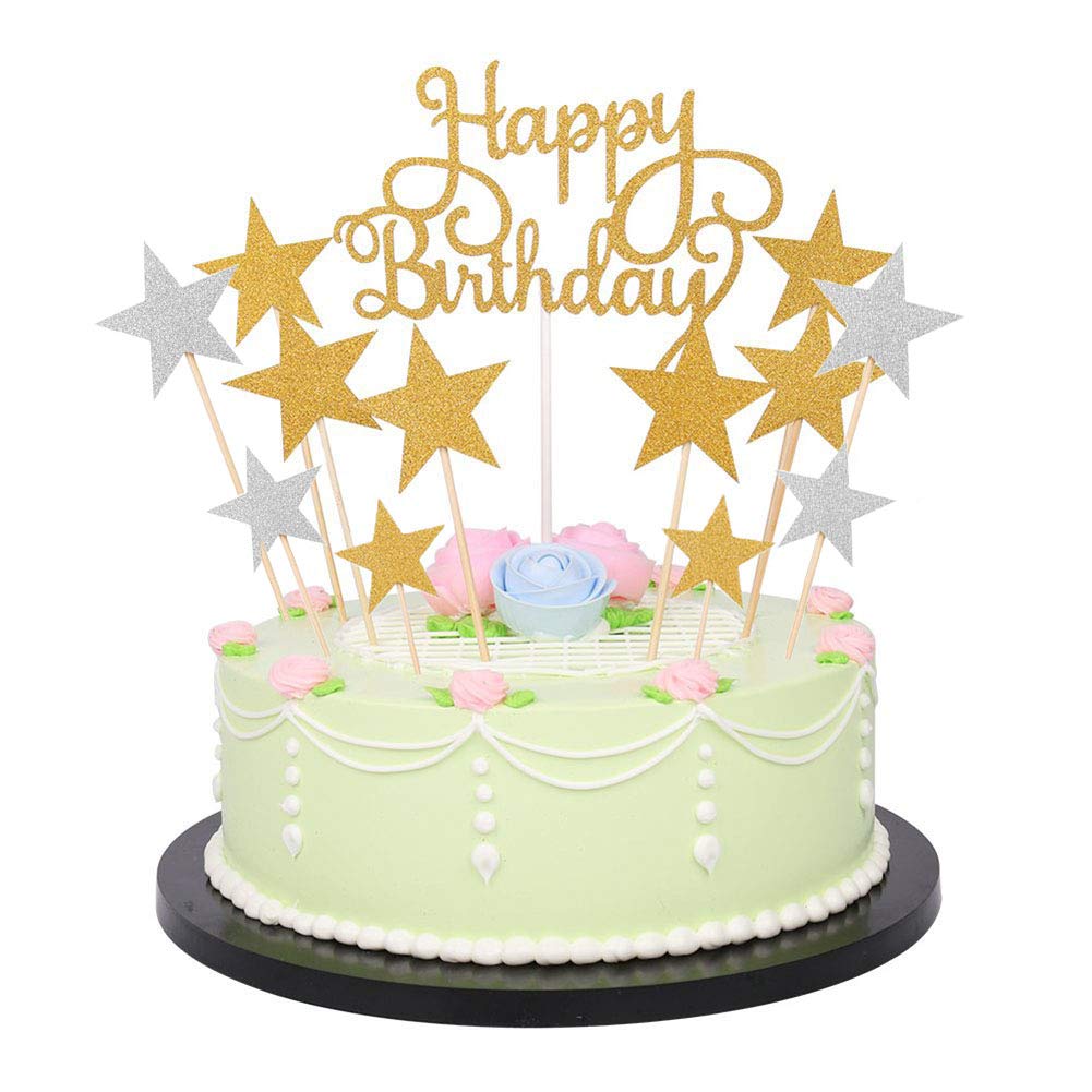 BESTOYARD 10Pezzi Decorazioni Torta Compleanno Glitterate Per Feste