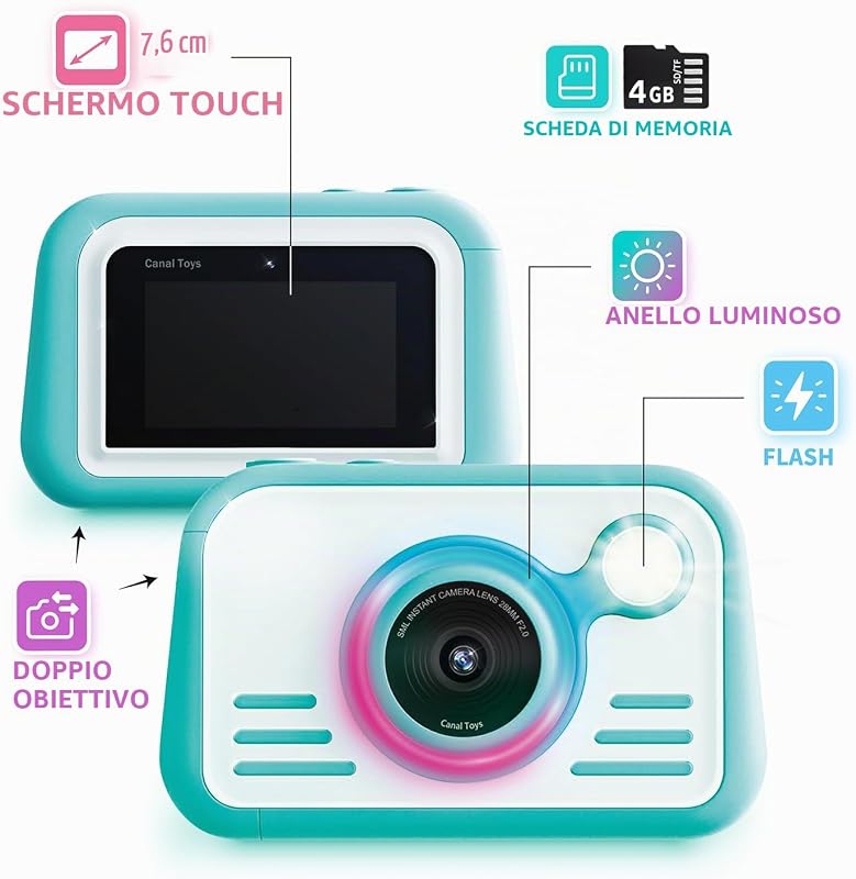 Photo Creator Instant Print Camera 2.0, carta fotografica REALE! Touch screen da 3 pollici. Scatta foto e stampa istantaneamente! Nessun bisogno di inchiostro, flash e luce anulare! 100 foto incluse