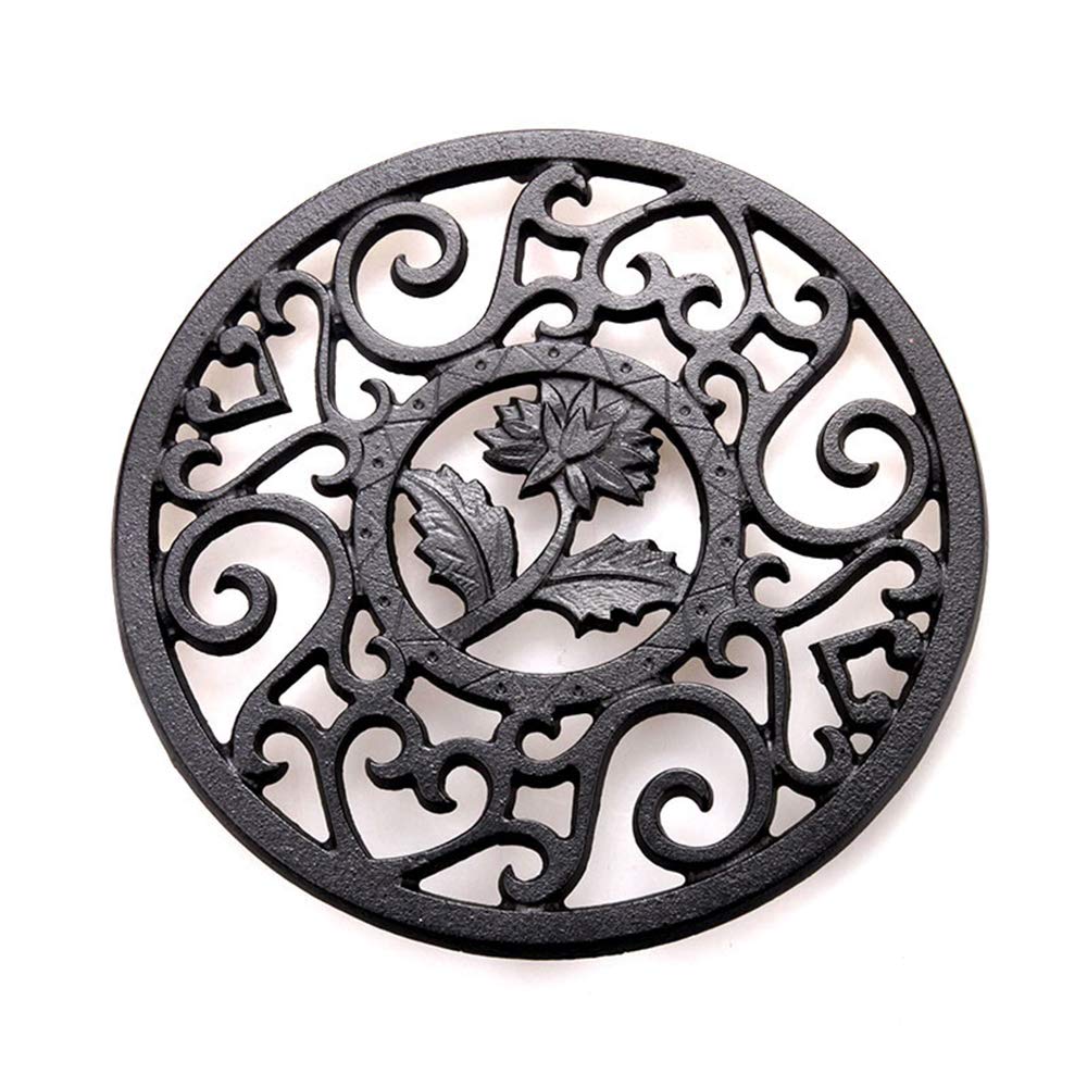 HwaGui Japanese Cast Iron Trivets/Teapot Stand Insulated Pot Mat to Protect The Desktop, 13.5 cm (5 Inch) - Black