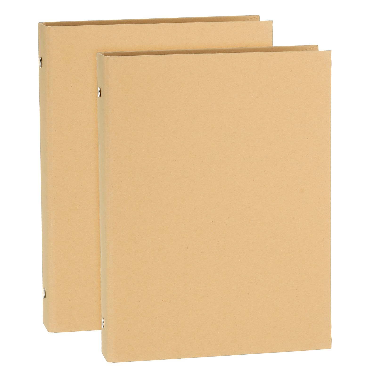 PATIKIL A5 Binder Cover, 2 Pcs 6 Round Ring Binder Protector Kraft Paper Binder Shell Hardcover for Meeting Notebook Folder, Khaki